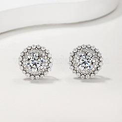 925 paio di orecchini a lobo da donna in argento sterling con moissanite pavé&nbsp;EZ0984