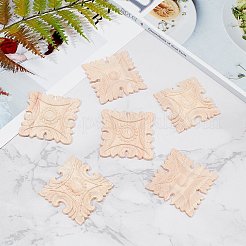 Artisanat d'applique onlay sculpté en bois massif naturel&nbsp;WOOD-WH0101-55