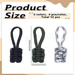 12 Stück 3 Stile geflochtene Ersatz-Reißverschlusslaschen aus Nylon und Polyester&nbsp;FIND-LP0007-33