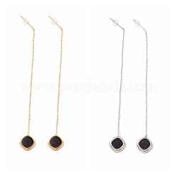 Lunga catena con orecchini pendenti a rombo smaltato&nbsp;EJEW-A067-03P