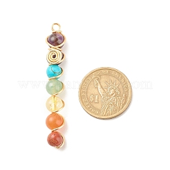 Chakra pierres précieuses naturelles et synthétiques fil de cuivre enveloppé de gros pendentifs&nbsp;PALLOY-JF01622