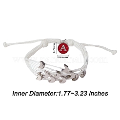 Braccialetto multicorda con lettera iniziale a charm&nbsp;BJEW-SW00042-04
