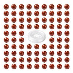 100pcs 8mm Grad aa natürlicher roter Jaspis runde Perlen&nbsp;DIY-LS0002-31