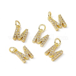 Encantos de circonita cúbica transparentes micro pavé de latón chapado en oro de 18k real&nbsp;KK-E068-VB452-M