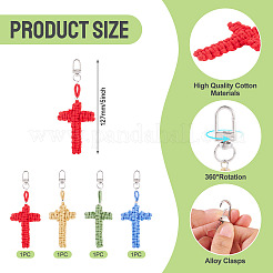 4 pendentif décoratif en fils de coton croisés&nbsp;HJEW-TA00404