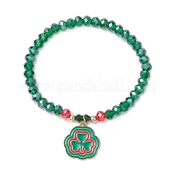 8 braccialetti elastici con perline di vetro per il giorno di San Patrizio&nbsp;BJEW-JB11186
