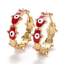Aretes tipo argolla de latón y esmalte&nbsp;EJEW-F264-20-G