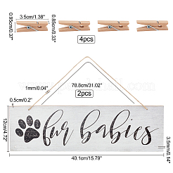 Panneau suspendu en bois avec empreinte de patte&nbsp;AJEW-WH0188-49A