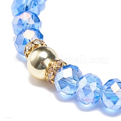Set di braccialetti elasticizzati con perline di vetro e strass in stile 4 pz 4 per donna&nbsp;BJEW-JB08803