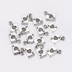 Placcato argento antico stile tibetano di zinco ciondoli in lega di poker ace&nbsp;X-AC0322