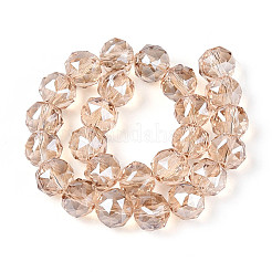 Perles rondes en verre transparent électroplaqué&nbsp;EGLA-T029-8mm-12T-14