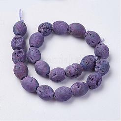 Galvanisierte natürliche Druzy Geode Achat Perlenstränge&nbsp;G-P251-E03