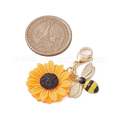 Anhänger mit Bienen- und Sonnenblume-Motiv&nbsp;X-HJEW-JM01995