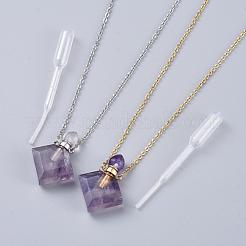 Natürliche Fluorit Parfüm Flasche Anhänger Halsketten&nbsp;NJEW-F266-03