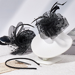 Haarbänder aus Gaze mit Federn und Blumen für Damen&nbsp;OHAR-WH20002-05