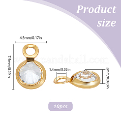10 breloque en laiton avec bord et boucle en micro pavé de zircone cubique transparente&nbsp;KK-LP0001-33