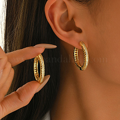 Pendientes de aro de latón hueco con circonitas cúbicas transparentes&nbsp;SP8143
