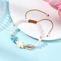Geflochtene Armbänder aus gefärbtem synthetischem Türkis&nbsp;BJEW-JB13806