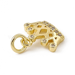 Breloques de couronne en zircone cubique transparente micro pavée de laiton&nbsp;ZIRC-F132-64G