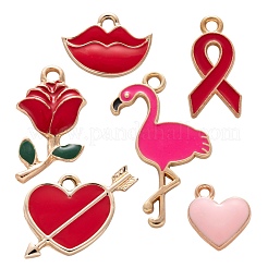 36 stücke 6 stil valentinstag legierung emaille anhänger&nbsp;ENAM-LS0001-72