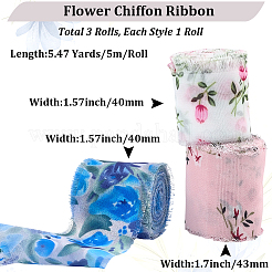 3 rouleau de ruban polyester à motifs floraux&nbsp;OCOR-CP0001-28A