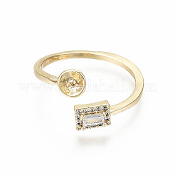 Laiton micro pave clair zircone cubique peg bails manchette bague&nbsp;X-KK-S360-011-NF