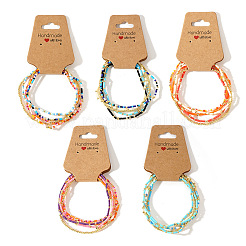 Boho-Armbandset aus Messing und bunten Glasperlen&nbsp;XU0240