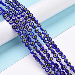 Handmade bösen Blick lampwork flache runde Perle Stränge&nbsp;LAMP-L058-6mm-23