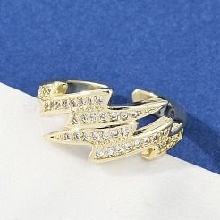 Anelli per polsini da donna in ottone con micro pavé di zirconi trasparenti&nbsp;RJEW-S400-02G