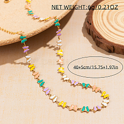 Collares de cadena de eslabones de mariposa de colores esmaltados de acero inoxidable para mujer&nbsp;KS8848