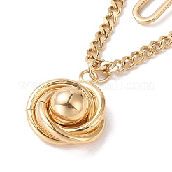 Placcatura sotto vuoto pvd acciaio inossidabile 304 doppia catena collana multistrato con ciondolo nodo per donna&nbsp;STAS-E155-14G