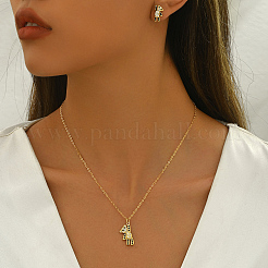 Orecchini a bottone in ottone con zirconi cubici e collane pendenti per donna set dorati&nbsp;GL8685-1