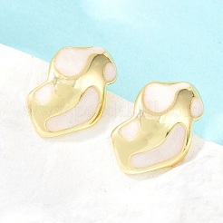 Pendientes de botón de latón esmaltado irregulares&nbsp;EJEW-K249-14G