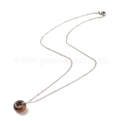 Halskette mit Edelstein-Donut-Anhänger und 304 Edelstahl-Kabelketten für Damen&nbsp;NJEW-JN03852-01