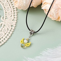 Colliers avec pendentif ange en perles de rocaille et perles de verre&nbsp;NJEW-MZ00056-02