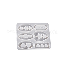 Yumeiren colle dégoulinante bricolage résine coeur & pentagramme & pince à cheveux à six maillons pendentif sable coulant accessoire pour cheveux autocollant moule en silicone&nbsp;PW-WG0807D-01