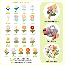 42 stücke 21 arten blume computerized stickerei tuch patches&nbsp;PATC-TA0001-27