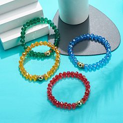 Set di braccialetti elasticizzati con perline di vetro e strass in stile 4 pz 4 per donna&nbsp;BJEW-JB08803