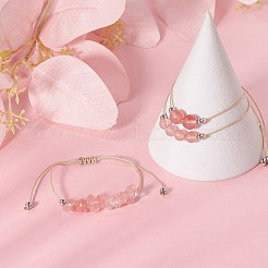 Set di 3 braccialetti di perline intrecciate in vetro con pietra di anguria sintetica stile 3 pezzi&nbsp;BJEW-JB09334-07
