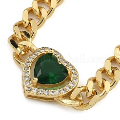 Braccialetti con maglie e ciondoli con micro pavé di zirconi in ottone&nbsp;BJEW-K261-08G-05