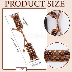 Cinturino per orologio con perline intrecciate rotonde in occhio di tigre naturale&nbsp;AJEW-WH0312-86B