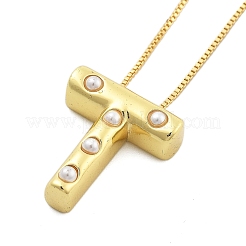 Colliers à chaîne en forme de boîte avec pendentif en forme de lettre en laiton et en plastique pour femmes&nbsp;LS-NJEW-U017-01G-20