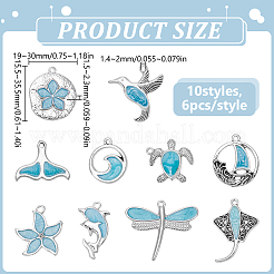 60 pièces 10 styles pendentifs en alliage de zinc de style tibétain&nbsp;FIND-DR0002-27