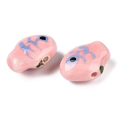 Brin de perles en porcelaine imprimées faites à la main&nbsp;PORC-T133-02D