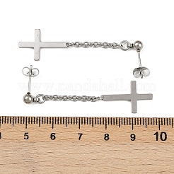 Christliche Ohrstecker mit umgedrehtem Kreuz aus Edelstahl 201&nbsp;LS-EJEW-P314-01B-P