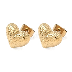 Boucles d'oreilles à tige en acier inoxydable 304 avec cœur texturé&nbsp;EJEW-G453-06G