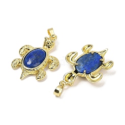Gefärbte natürliche Lapislazuli- und Messinganhänger&nbsp;KK-F887-01G-16