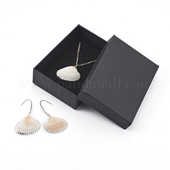 Collares colgantes de concha en espiral de electroplaca y pendientes colgantes conjuntos de joyas&nbsp;SJEW-JS01007-02