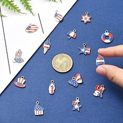 15 pièces 15 styles pendentifs en alliage émail pour le jour de l'indépendance&nbsp;ENAM-YW0004-34