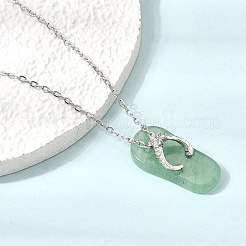 Colgante de chanclas de aleación de aventurina verde natural con cadena de cable de acero inoxidable 304&nbsp;GG-CBAFD22-01C-02
